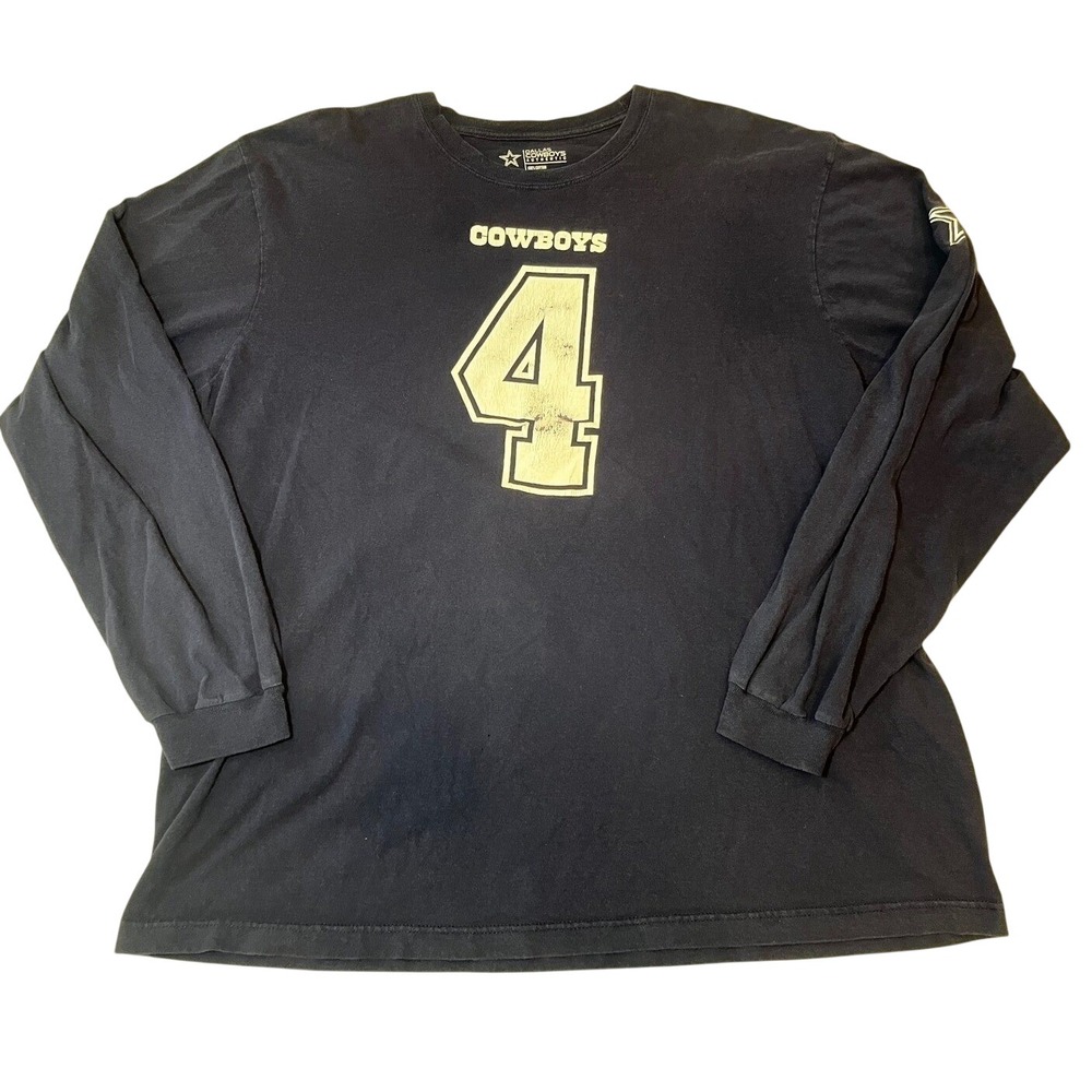 Dallas Cowboys‎ Dak Prescott #4 Long Sleeve T-Shirt Mens 2XL NFL Authentic